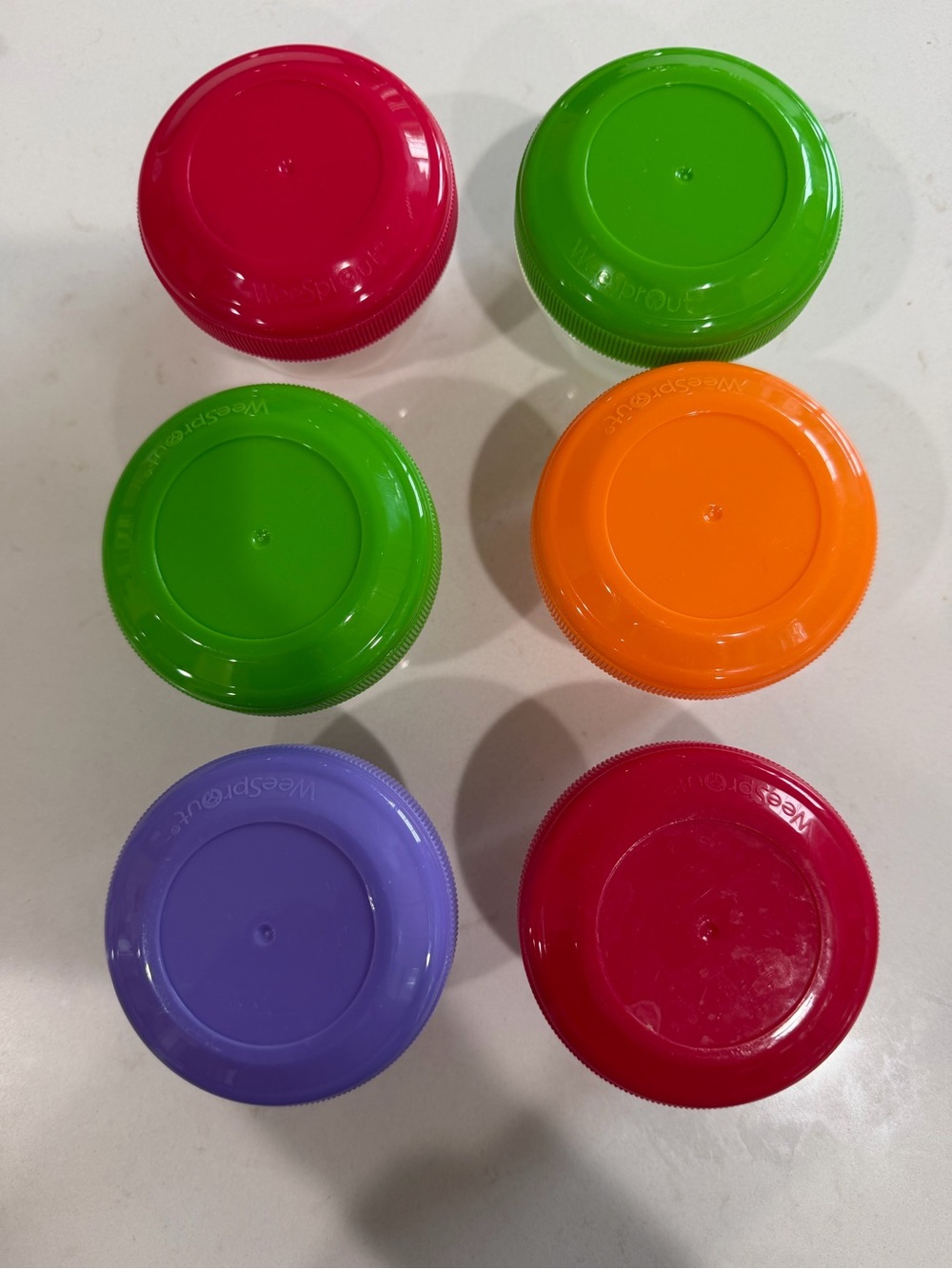 WeeSprout 6-Pack 4oz Round Plastic Food Storage Containers, Screw Lids, Multi